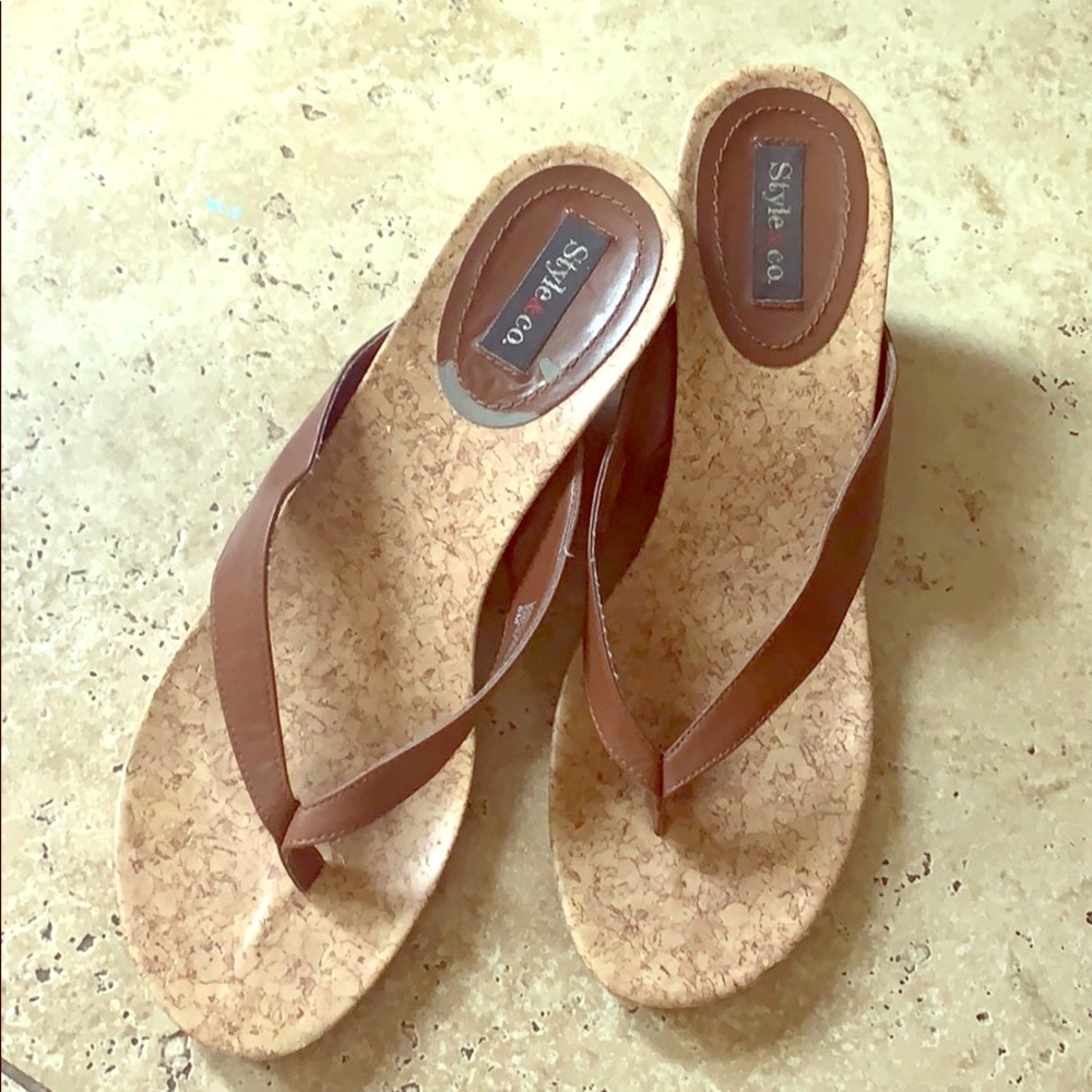 Style & Co leather wedge sandals